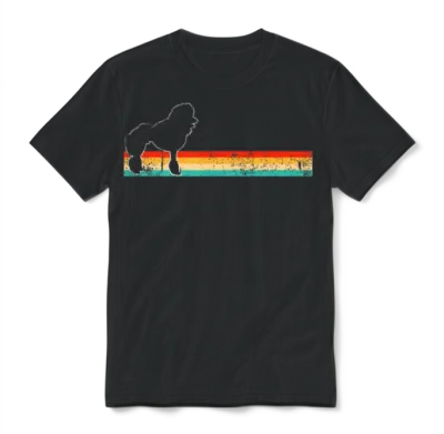 Poodle Retro Unisex T-Shirt - Black