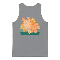 Retro Flowers — Floral & Botanical Gift Unisex Tank Top - Sport Grey – 1