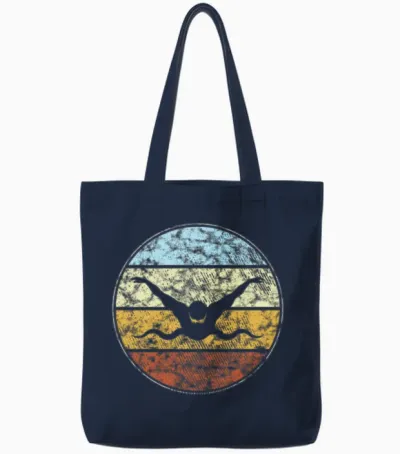 Swimming Retro Tote Bags - Navy