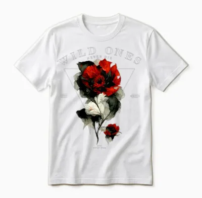 Backprint Streetwear Mode Fashion Damen Herren Retro Rose Unisex T-Shirt - White