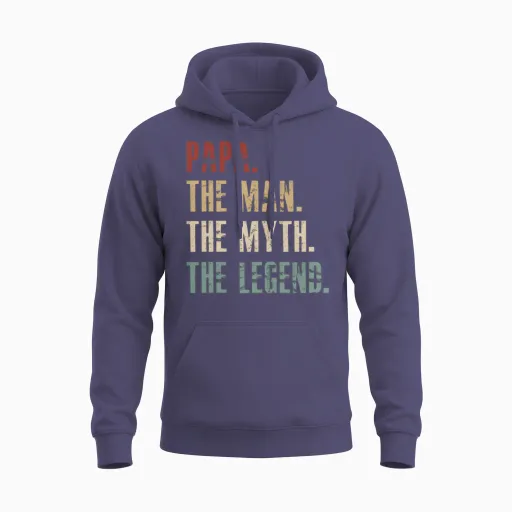 Papa the Man the Myth the Legend Unisex Hoodie in Heather Sport Dark Navy