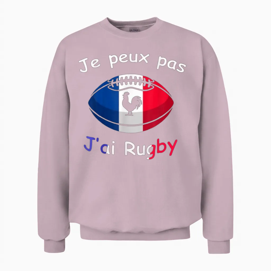 "je Peux Pas J'ai Rugby - Rugby Player Gift Unisex Sweatshirt in Light Pink
