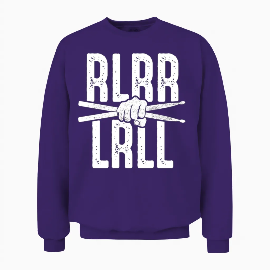 Rudimento Rlrr Lrll Drummer Paradiddle Rock Music Unisex Sweatshirt in Purple