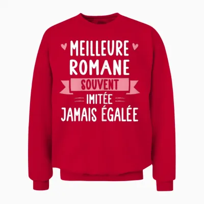 Unique Women's Humour Gift Personalized Name Romane T-Shirt, Black, Female X-Small Unisex Sweatshirt - Red