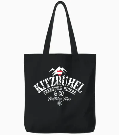 Kitzbuhel Freestyle Riders Austrian Alps Tote Bags - Black