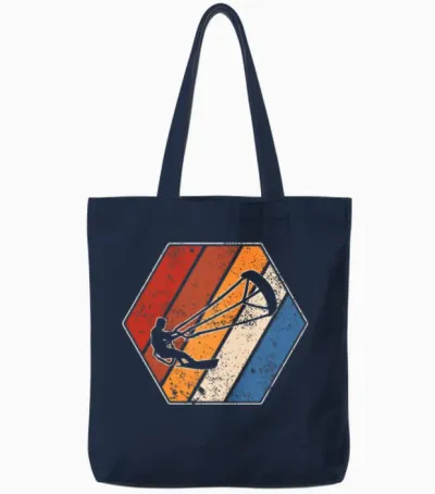 Kitesurfing Retro Tote Bags - Navy