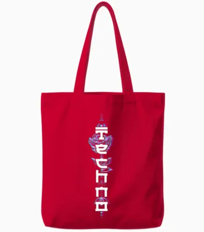 Techno Aesthetic Goth Rave Japan Rose Festival (back Print) T-Shirt, Black Tote Bags - Red
