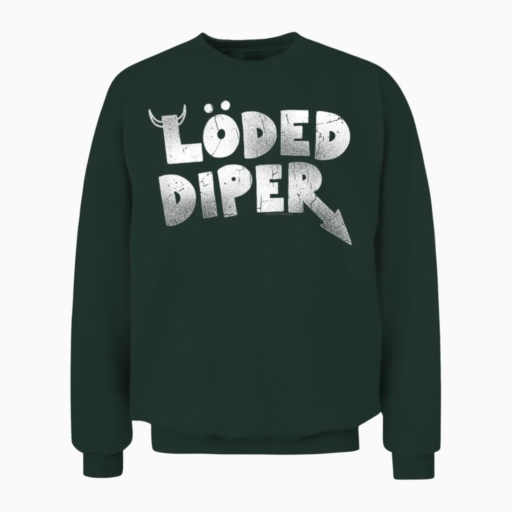 Diary of a Wimpy Kid Löded Diper Distressed Logo Unisex Sweatshirt in Forest
