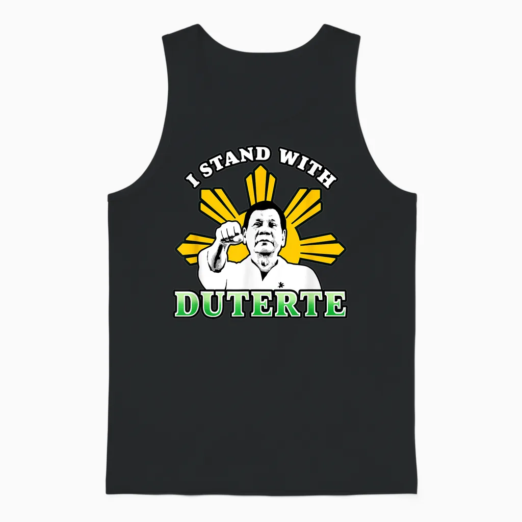 I Stand with Duterte Filipino Cry Against the Icc Green Unisex Tank Top in Black