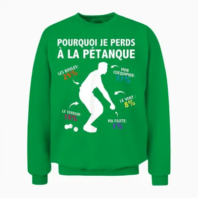 Why I Lose at La Pétanque Humor Statistics Unisex Sweatshirt - Irish Green
