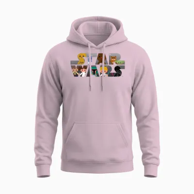 Star Wars Logo Kawaii Multi-Character Unisex Hoodie - Light Pink