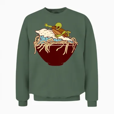 Ramen Wave Unisex Sweatshirt - Military Green