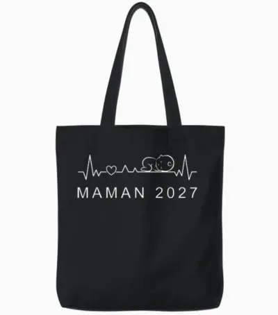 Future Maman 2027 Battement De Cœur Annonce De La Grossesse Tote Bags - Black