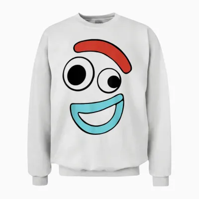 Disney Pixar Toy Story 4 Forky Large Happy Face Unisex Sweatshirt - White