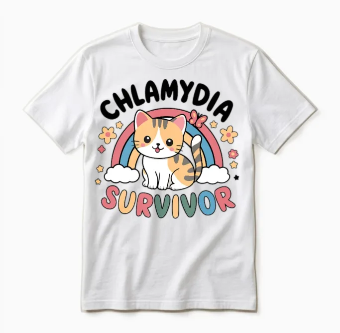 Chlamydia Survivor Inappropriate Adult Humor Unisex T-Shirt in White
