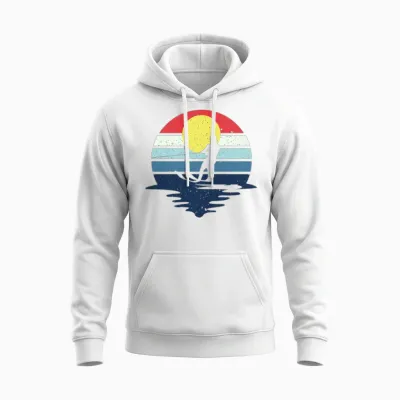 Retro Water Ski Skiing Sunset Water Sports Unisex Hoodie - White