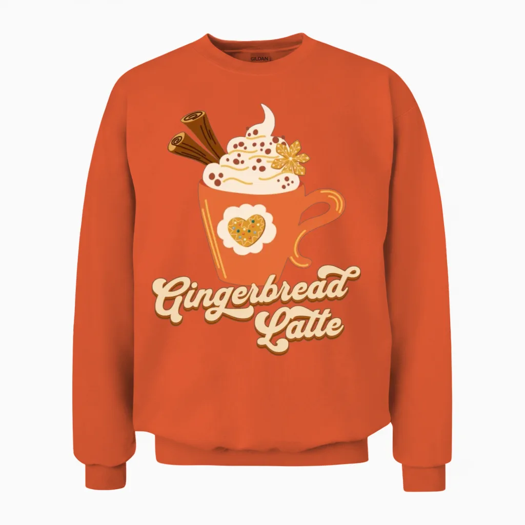 Retro Gingerbread Latte Coffee Unisex Sweatshirt - Orange