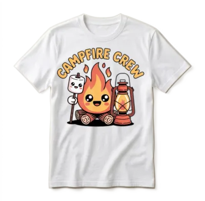 Cute Pastel Campfire Marshmallow Lantern Kawaii Unisex T-Shirt - White