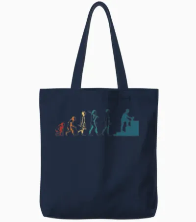 Concrete Finisher Evolution Funny Concrete Worker Tote Bags - Navy