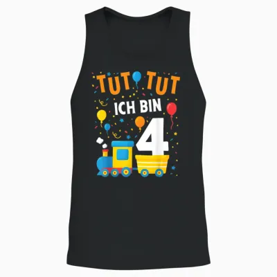 4 Geburtstag Zug Eisenbahn Lokomotive Junge 4er Geburtstag Unisex Tank Top - Black