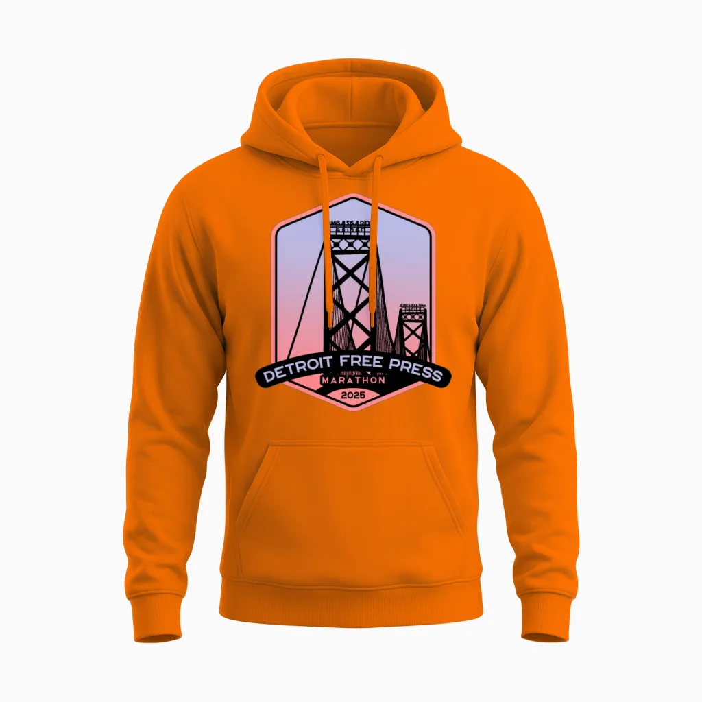 Detroit Free Press - Marathon β 26.2 β 2025 Unisex Hoodie in Safety Orange