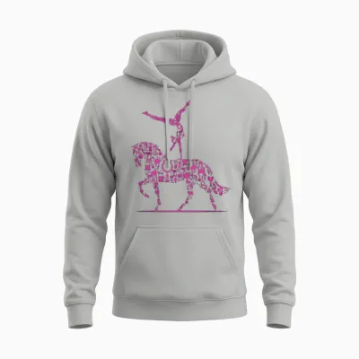 Pink Horse Vaulting Unisex Hoodie - Ash