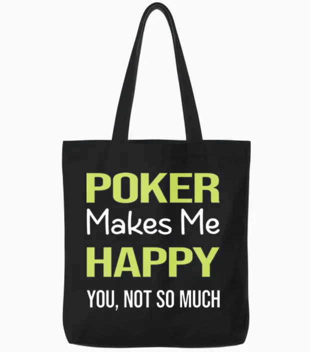Funny Happy Poker Tote Bags in Black