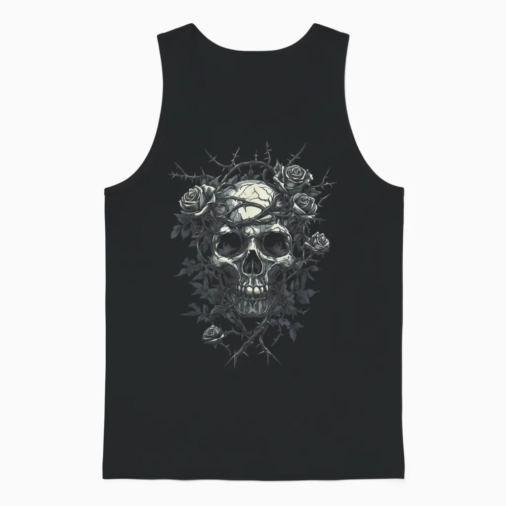 Totenkopf Mit Rosen Und Dornen - Gothic Unisex Tank Top in Black