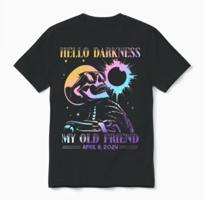 Skull Moon Hello Darkness Retro Design Unisex T-Shirt - Black