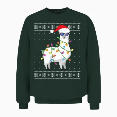 Alpaca Christmas Tree Funny Ugly Christmas Unisex Sweatshirt - Forest