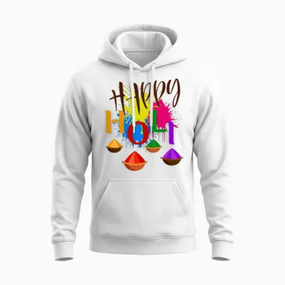 Happy Holi – Festival of Colors Celebration Design Unisex Hoodie - White