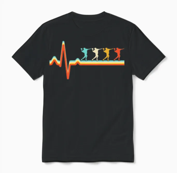 Football Retro Heartbeat Unisex T-Shirt in Black