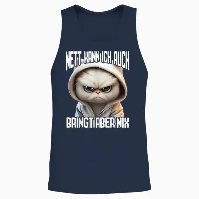 Lustiger Spruch I Tiere & Spaß I Damen & Herren Spruch Katze Geschenk I Nett Kann Ich Auch Bringt Aber Nix T-Shirt Schwarz Unisex-Erwachsene Klein Eu 41 S Eu Small Classic Novelty Cartoon Cat Unisex Tank Top - Navy