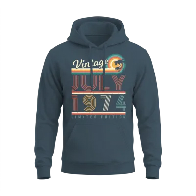 1974 in July Retro Unisex Hoodie - Dark Heather