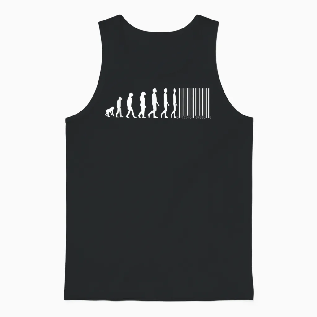 Evolution Von Affen Zum Menschen Mit Barcode Unisex Tank Top in Black