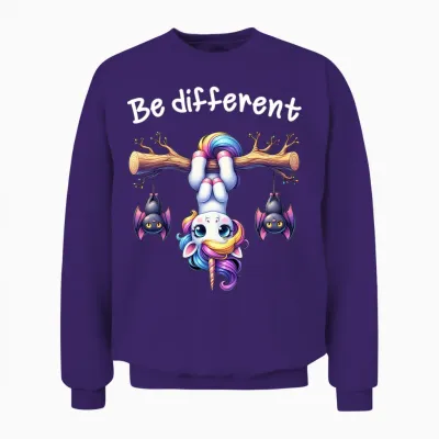 Lustiges Be Different Einhorn Für Männer Frauen Kinder Langarmshirt Unisex Sweatshirt - Purple