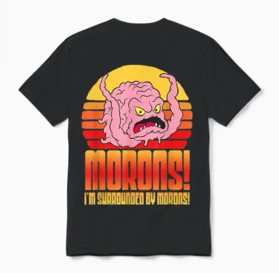 Mademark X Teenage Mutant Ninja Turtles - Krang: Morons! I’m Surrounded by Morons! Tmnt Retro Funny Unisex T-Shirt - Black