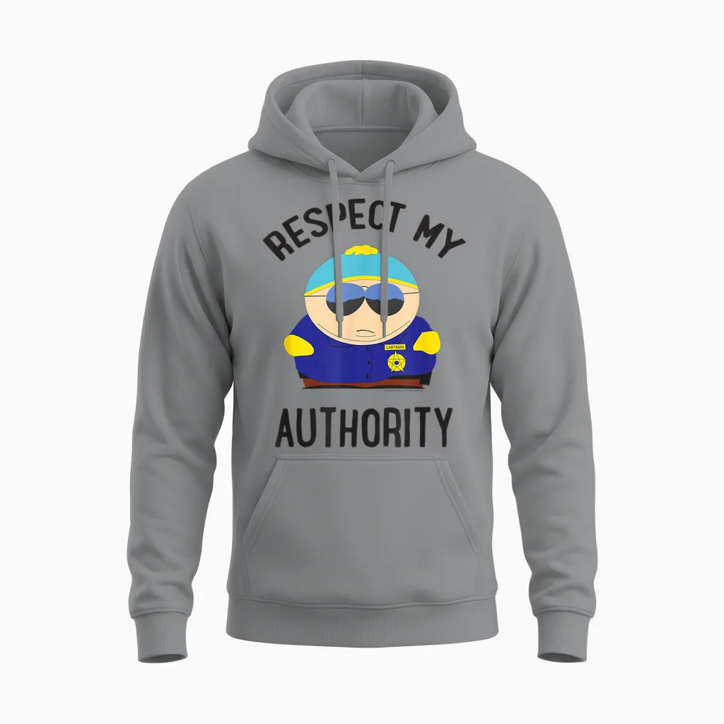 South Park Cartman Respect My Authority Unisex Hoodie in Sport Grey