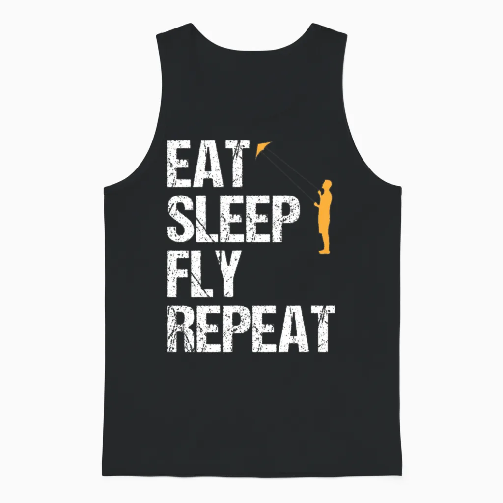 Fly a Kite Quote Kite Flying Gift Unisex Tank Top in Black