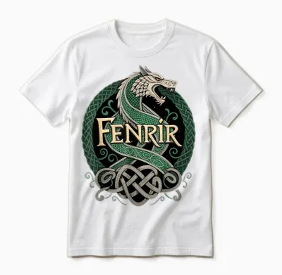 Fenrir Rustic Celtic Knot T-Shirt, Black, S Unisex T-Shirt - White