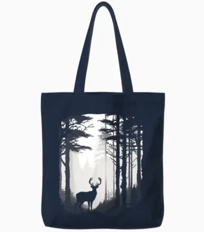 Deer Forest Wildlife Tote Bags - Navy