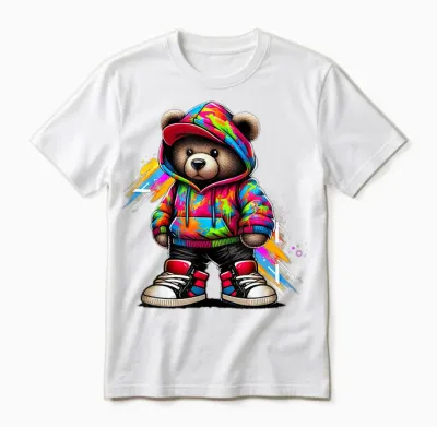 Colourful Hip Hop Teddy Bear Urban Rap Music Breakdance Unisex T-Shirt - White