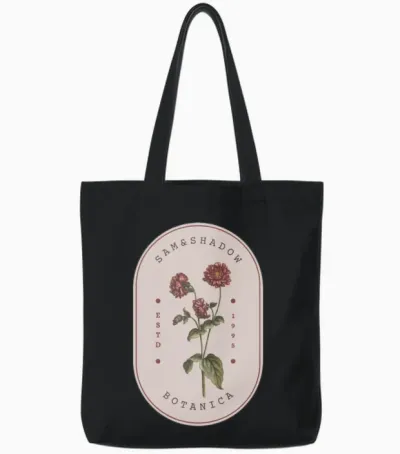 Retro Rose Tote Bags - Black