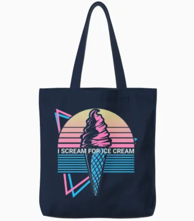 Ice Cream Retro Tote Bags - Navy