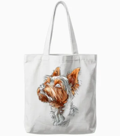 Yorkshire Terrier Dog T-Shirt, Black Tote Bags - White