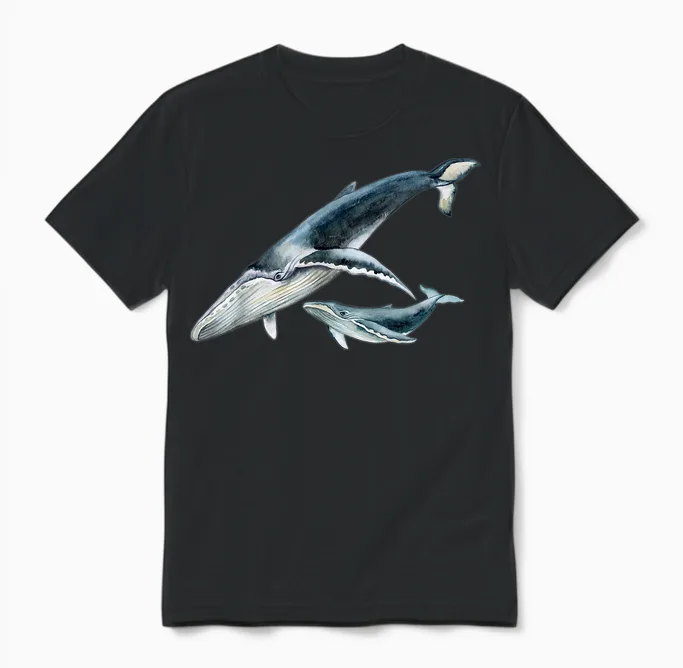 #snirt Blauwal Mit Kalb Tshirt Wal Hoodie Buckelwal Baby Wal Unisex T-Shirt in Black