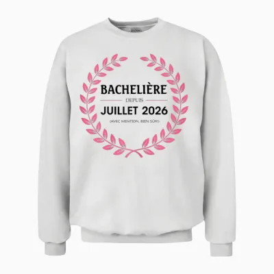 Bachelière 2026 Félicitations Réussite Bac Souvenir Fille Unisex Sweatshirt - White