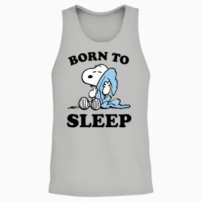 Peanuts - Snoopy Born to Sleep Unisex Tank Top - Ash