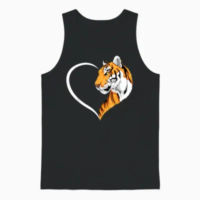 Tiger T-Shirts Für Frauen Mädchen Kinder Tiger T-Shirt Herz Unisex Tank Top - Black