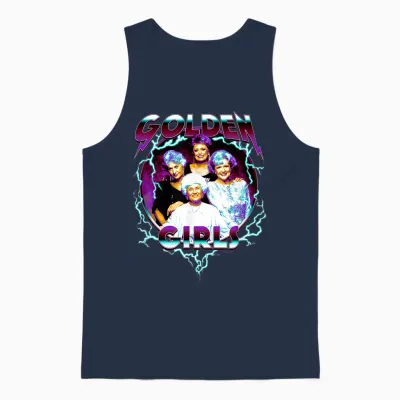 The Golden Girls Iconic 80s Metal Vibes Group Shot Portrait T-Shirt, Black Unisex Tank Top - Navy